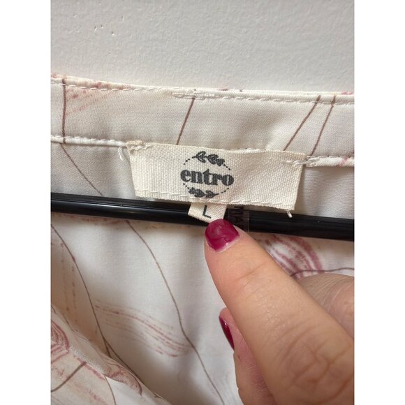 Entro Womens Floral Long Sleeve Bodysuit Top L White & Pink Polyester - Picture 3 of 4